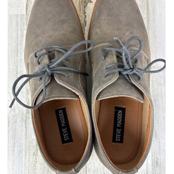 Steve Madden Men’s 9 Kacion Gray Suede Leather Lace-Up Oxford Loafers NEW - Picture 5 of 8